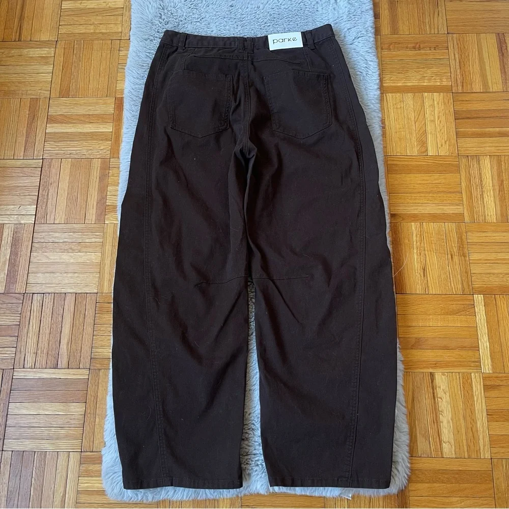 PARKE Horseshoe / Barrel Brown High Rise Wide Leg Jeans Size 28 Button Fly - Picture 4 of 10